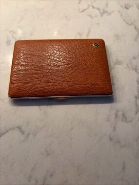 Vintage brown leather cigarette case made by Peterson. logo Paris France made